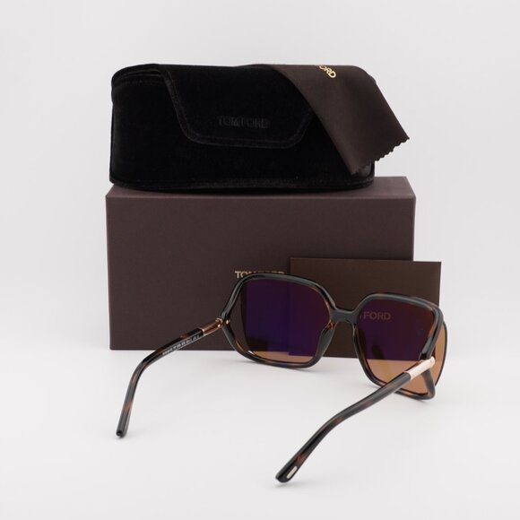 Tom Ford Solange-02 FT1089 52E Square Sunglasses - Dark Havana\Brown - Picture 6 of 10